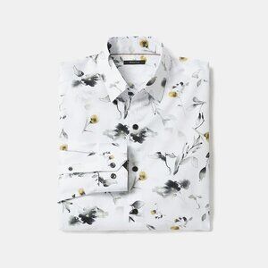 NWT Slim-Fit Dress Shirt with Watercolour Floral Pattern